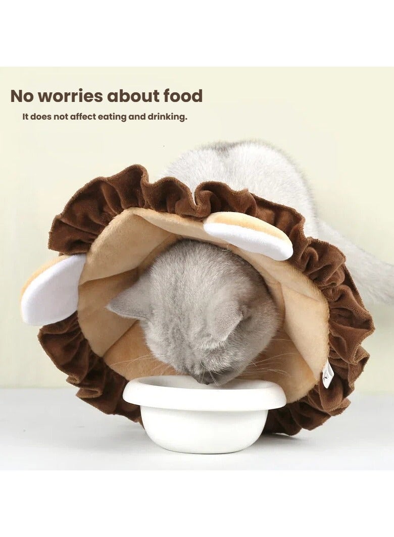 عام طوق إليزابيث على شكل أسد لمنع الحيوانات من لعق أو عض نفسها أثناء التنظيف، يُستخدم كغطاء رأس للحيوانات الأليفة، متوفر بمقاسات متعددة. - Image 3