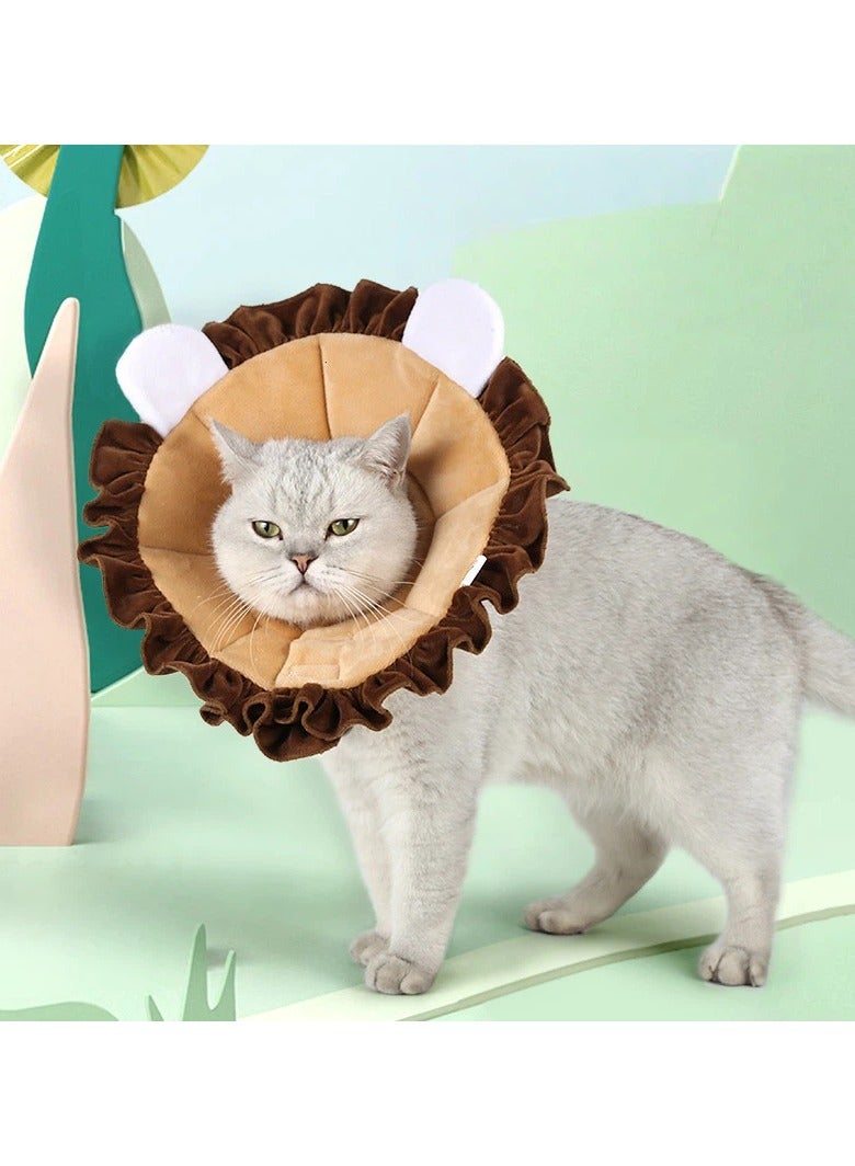 عام طوق إليزابيث على شكل أسد لمنع الحيوانات من لعق أو عض نفسها أثناء التنظيف، يُستخدم كغطاء رأس للحيوانات الأليفة، متوفر بمقاسات متعددة. - Image 2