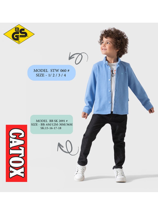 جي@إس قميص كتان صيفي للأولاد مع تيشيرت قطني