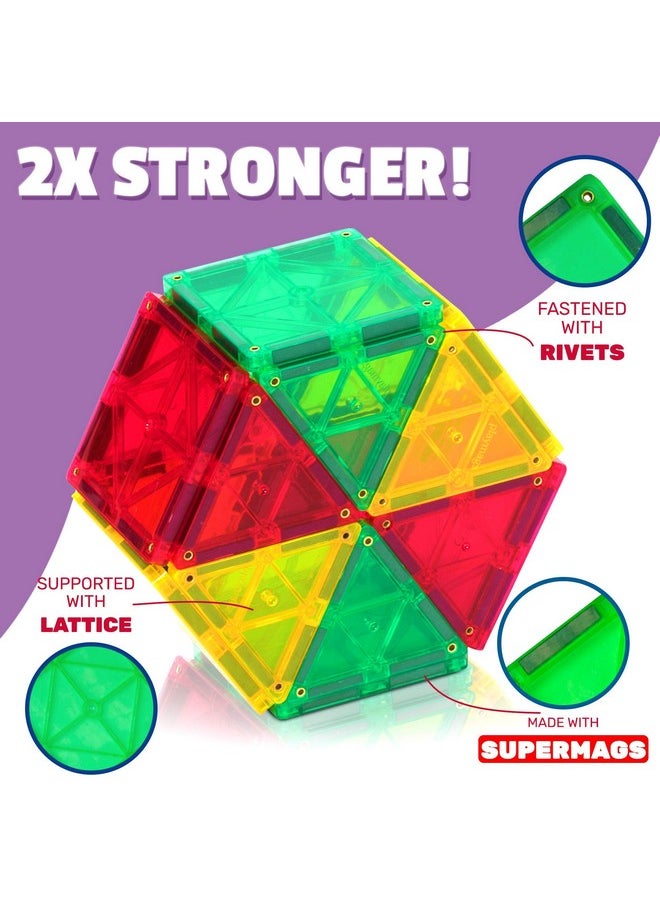 Playmags Playmags Magnetic Tiles Building Set 56 Pcs Set with Car - Super Durable Magnet Blocks, STEM Development Kids Building Toys for Boys Girls & Toddlers  - Image 3