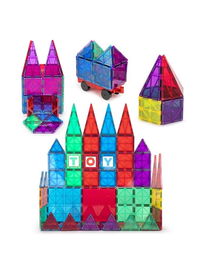 Playmags Playmags Magnetic Tiles Building Set 56 Pcs Set with Car - Super Durable Magnet Blocks, STEM Development Kids Building Toys for Boys Girls & Toddlers  - Image 1