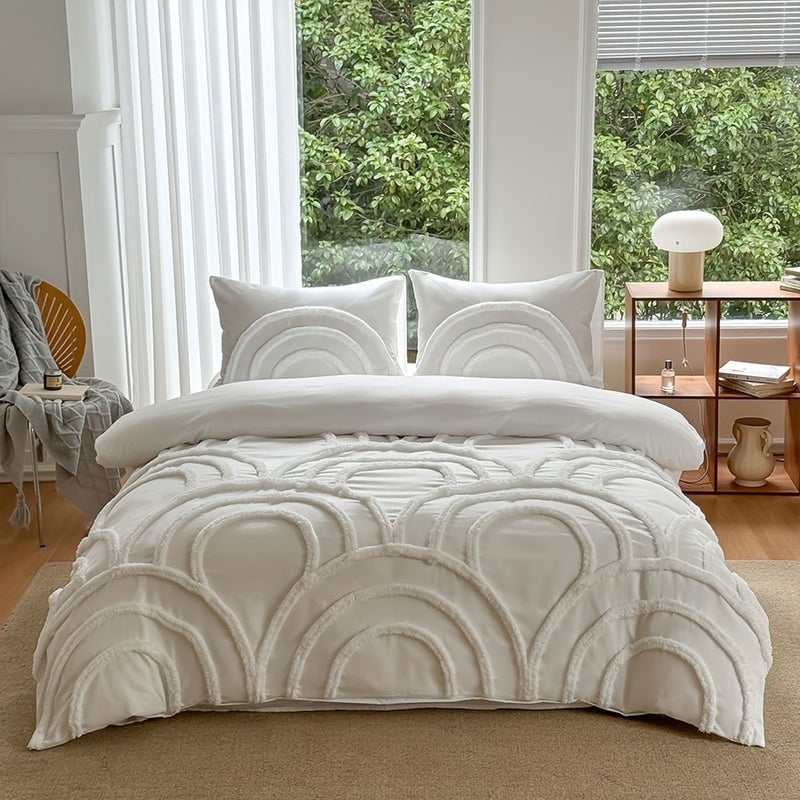 2pcs/3pcs Tufted Nordic Bohemian Style Bedding, Modern Minimalist Soft and Comfortable Bedding, Duvet Cover Set with Zipper (Includes 1 Duvet Cover and 1 Pillowcase/2 Pillowcases). Available in Multiple Colors and Sizes, a Suitable Gift for Family - Image 3