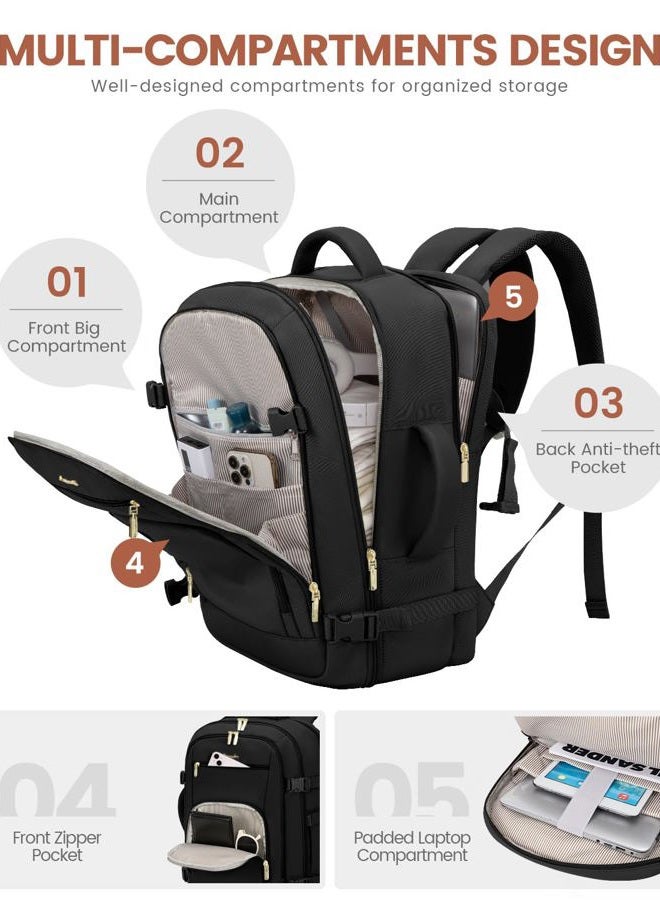 Lovevook Travel Backpack for Women & Men, Dark Purple-beige-black, 40L-17.3 Inch-3Pcs, Travel Backpacks - Image 4
