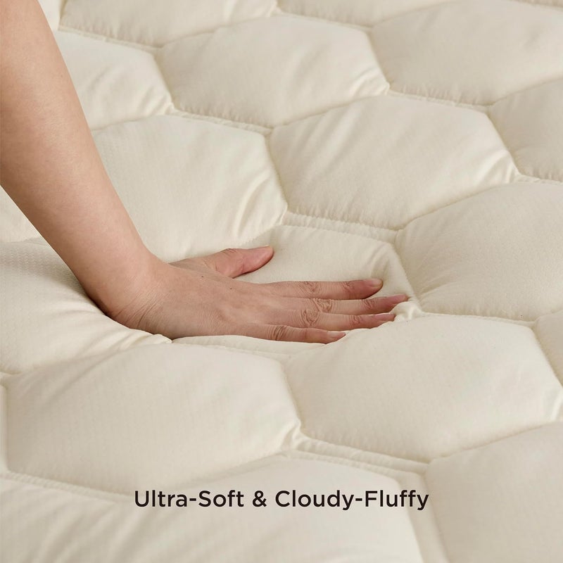 Bedsure Beige Full Size Mattress Pad - Quilted Fitted Mattress Topper Protector with 8-21 Inches Deep Pocket, Noiseless Breathable Bed Cover Padded, Machine Washable, Beige, 54x75 Inches - Image 4