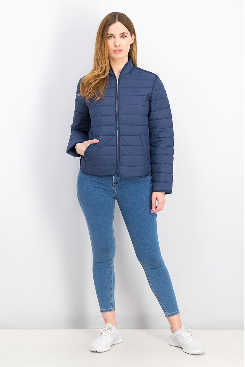 LACOSTE Women Quilted Puffer Jacket, Navy Blue - Image 2