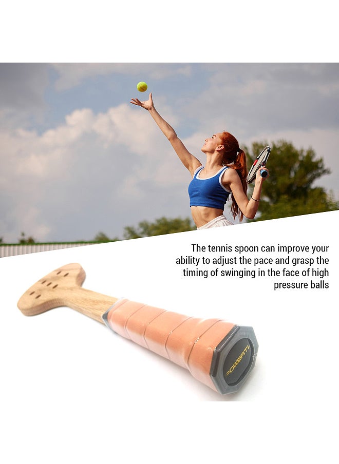 POWERTI - Wooden Tennis Spoon Sticking Practice Tennis Racket Tennis Sweet Spot Trainer Tennis Training Aid - Image 1
