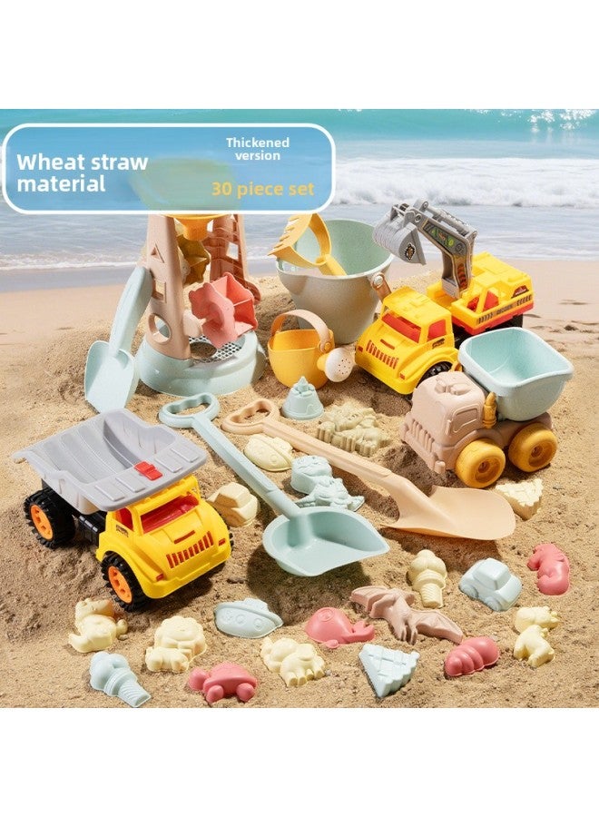 Children's Beach Toy Car Baby Playing In The Water Digging Sand Tools Set Hourglass Shovel Bucket Playing With Sand Wheat Straw Material