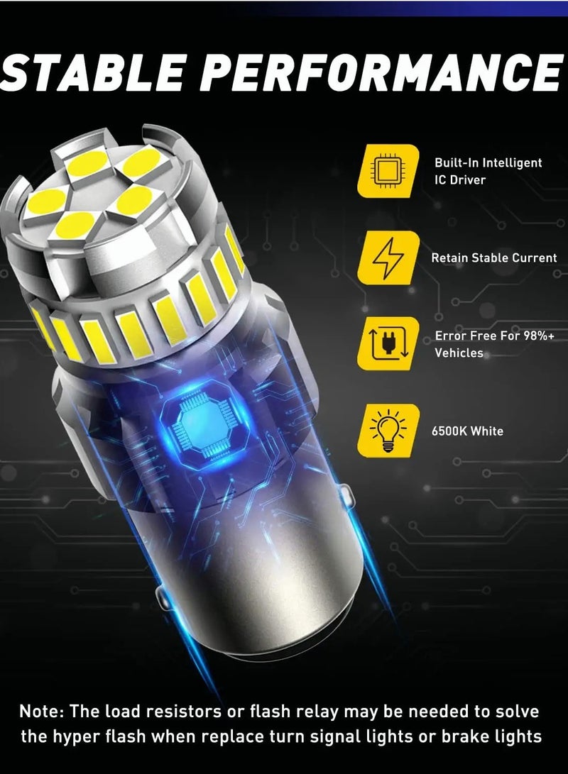 لمبة LED 1157 بيضاء 6500 كيلفن، لمبات LED 2057 2357 7528 BAY15D للضوء الاحتياطي/عكس الضوء، ضوء الذيل، ضوء الفرامل، أكثر إشراقًا بنسبة 300% جاهزة لكانبوس بتوصيل ولعب، عبوة من 2 - Image 3