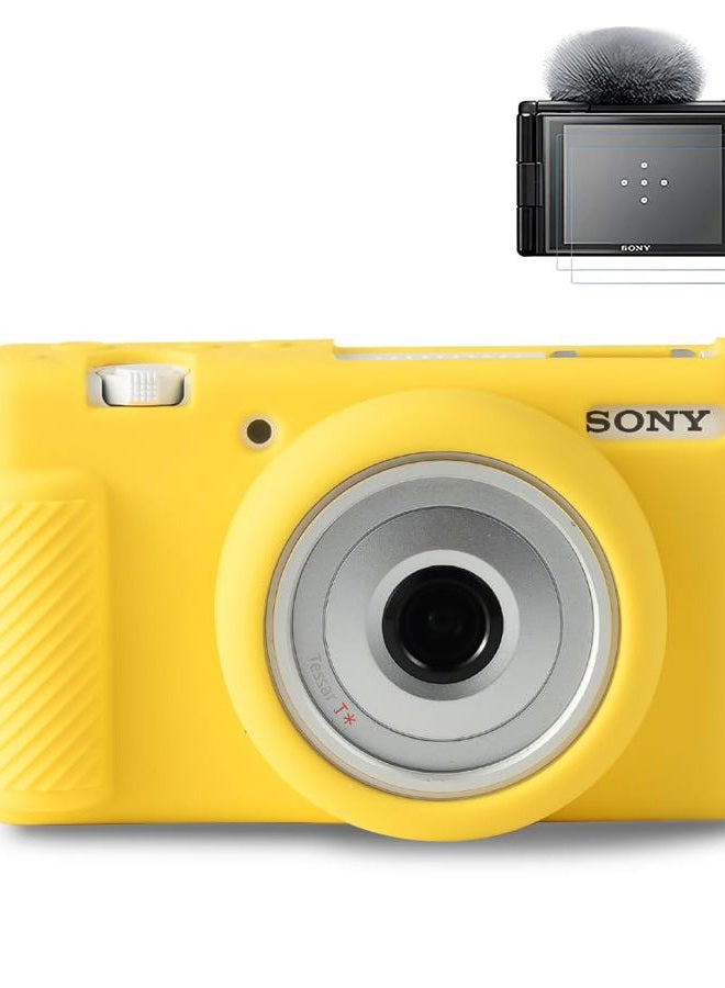 Pocoukate Case for Sony ZV-1F, ZV-1 II/ZV-1M2 Vlog Camera, ZV1F Camera Silicone Cover, Anti-Scratch Slim Fit Soft with ZV1 F Screen Protector- Yellow Skin - Image 1