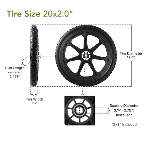 Marathon 2 PACK -Marathon 92010 Flat Free 20" Replacement Tire Assembly for Rubbermaid Big Wheel Carts, Black - Image 4