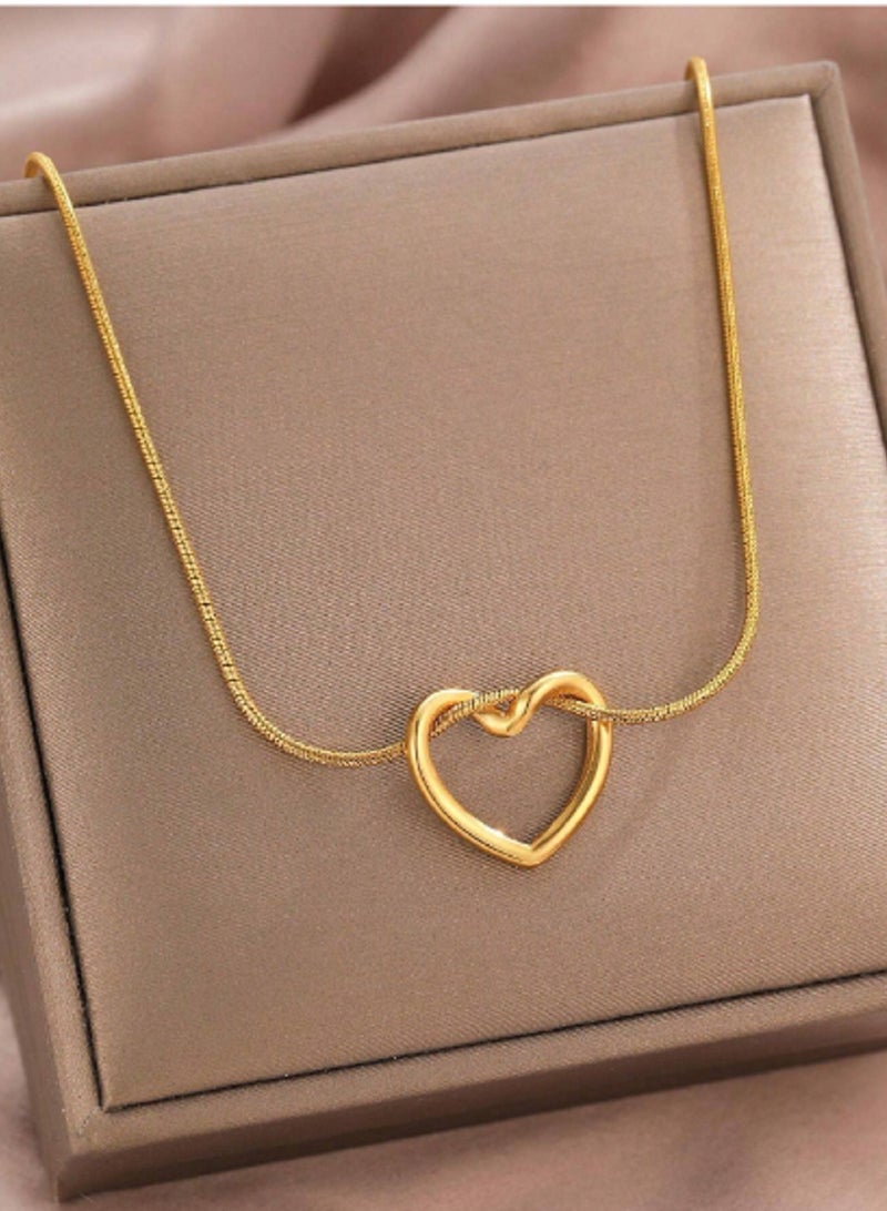 MANIKAN Women's Necklace Hollow Heart Shaped Stainless Steel Pendant Trendy Lightweight Luxurious and Simple Gift Accessories for Women - Image 1