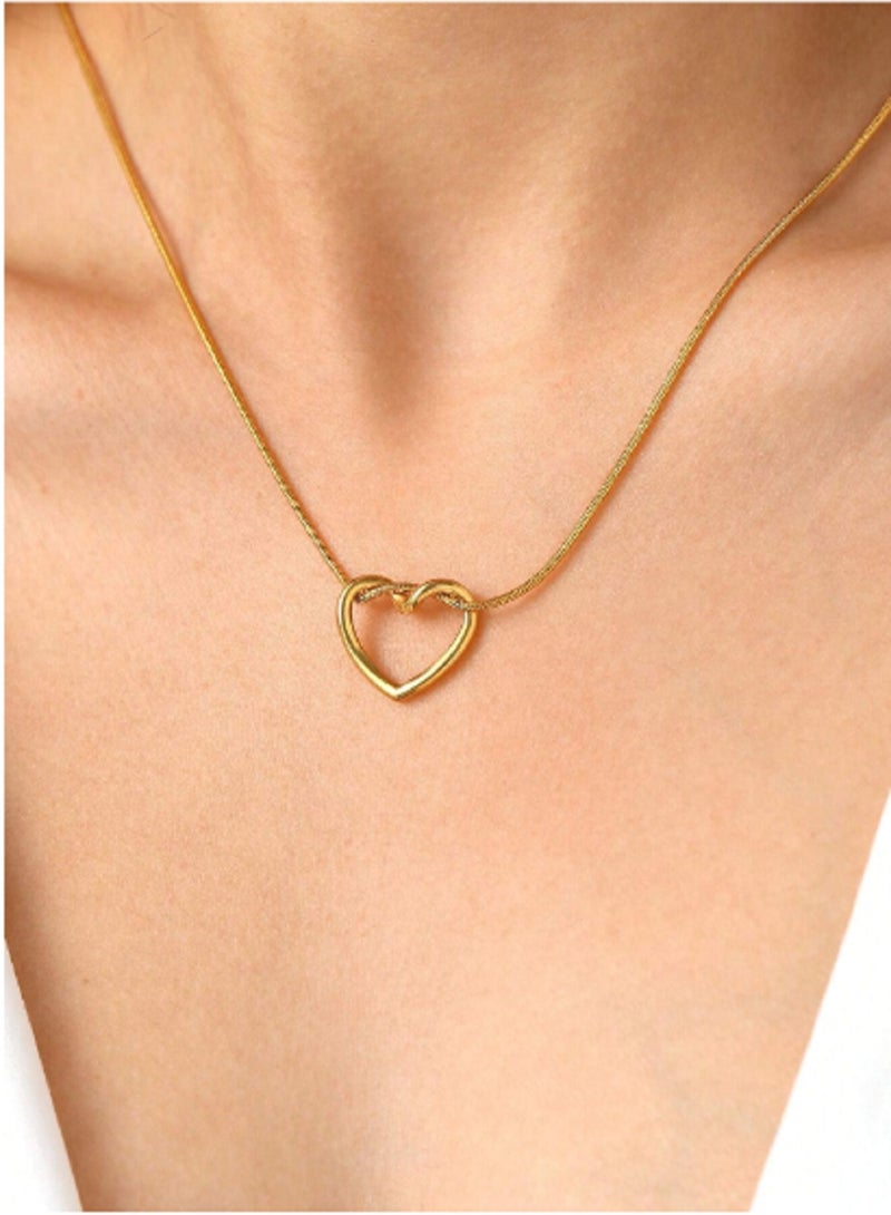 MANIKAN Women's Necklace Hollow Heart Shaped Stainless Steel Pendant Trendy Lightweight Luxurious and Simple Gift Accessories for Women - Image 2