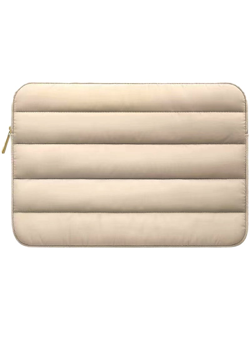 Rock Pow Puffy Laptop Sleeve 13-14 Inch Laptop Sleeve Beige Laptop Sleeve for Women Cute Carrying Case Laptop Cover for MacBook Pro 14 Inch Laptop Sleeve MacBook Air M2 Sleeve 13 Inch iPad Pro 12.9 - Image 1