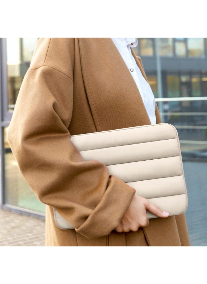 Rock Pow Puffy Laptop Sleeve 13-14 Inch Laptop Sleeve Beige Laptop Sleeve for Women Cute Carrying Case Laptop Cover for MacBook Pro 14 Inch Laptop Sleeve MacBook Air M2 Sleeve 13 Inch iPad Pro 12.9  - Image 5