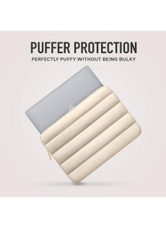Rock Pow Puffy Laptop Sleeve 13-14 Inch Laptop Sleeve Beige Laptop Sleeve for Women Cute Carrying Case Laptop Cover for MacBook Pro 14 Inch Laptop Sleeve MacBook Air M2 Sleeve 13 Inch iPad Pro 12.9  - Image 2