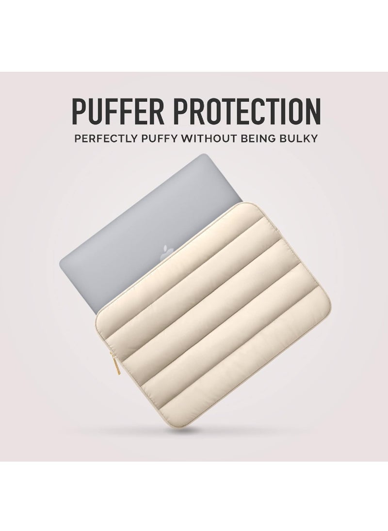 Rock Pow Puffy Laptop Sleeve 13-14 Inch Laptop Sleeve Beige Laptop Sleeve for Women Cute Carrying Case Laptop Cover for MacBook Pro 14 Inch Laptop Sleeve MacBook Air M2 Sleeve 13 Inch iPad Pro 12.9  - Image 2