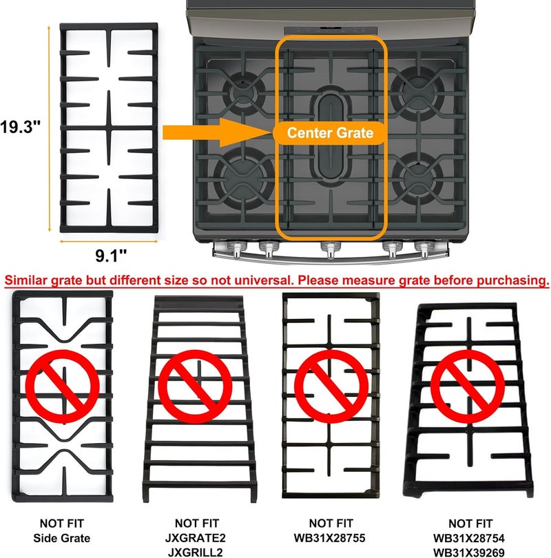 atgestore Upgraded WB31X27150 Center Grate Replacement for GE Stove Parts JXGRATE1 WB31X24737 General Electric Gas Range Grate Cast Iron Surface Burner Grate GE Cooktop Parts Stove Top Grate 1Pcs - Image 4