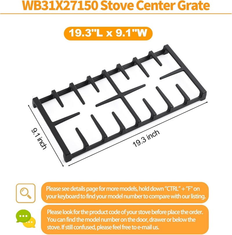 atgestore Upgraded WB31X27150 Center Grate Replacement for GE Stove Parts JXGRATE1 WB31X24737 General Electric Gas Range Grate Cast Iron Surface Burner Grate GE Cooktop Parts Stove Top Grate 1Pcs - Image 2