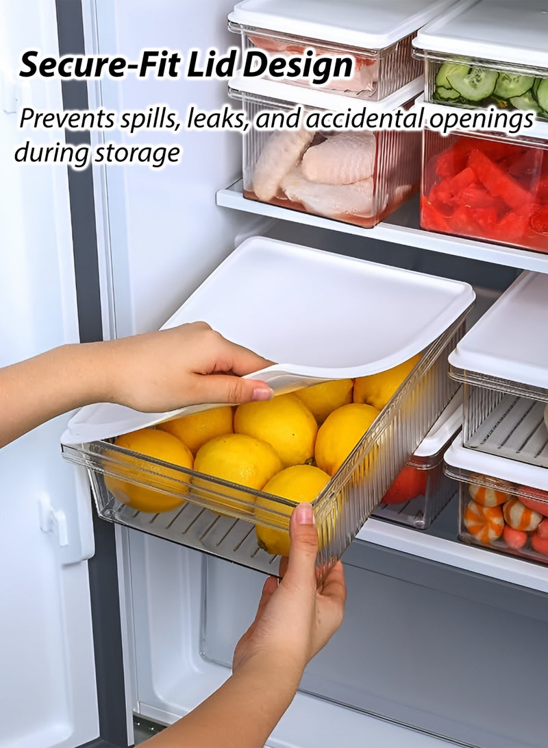 Toshionics Refrigerator Storage Box 4.4L T114623– Clear PET Fridge Organizer with Lid | Multipurpose Food Storage Container for Fruits, Vegetables, Pantry, Meal Prep | BPA-Free Stackable Kitchen Storage Bin (29×21×7.2 cm) - Image 3
