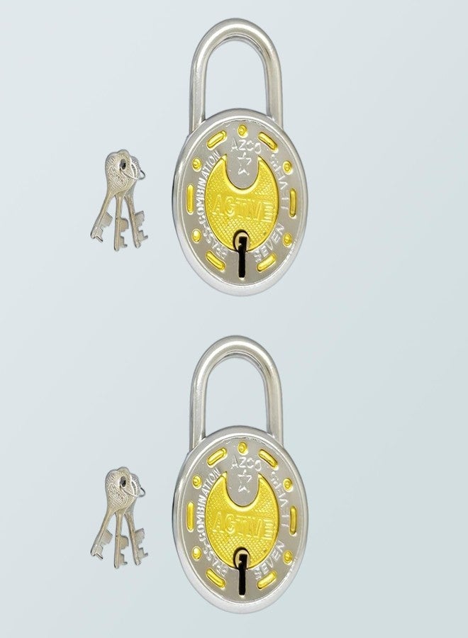 ONEPRO Active Round Small Size Padlock 50mm | Strong Hardened Corrosion Resistant Shackle | Double Locking | Padlock for Main Door |Tool Box, Shutters, Shops & Offices | Pack of 2 Padlocks - Image 1