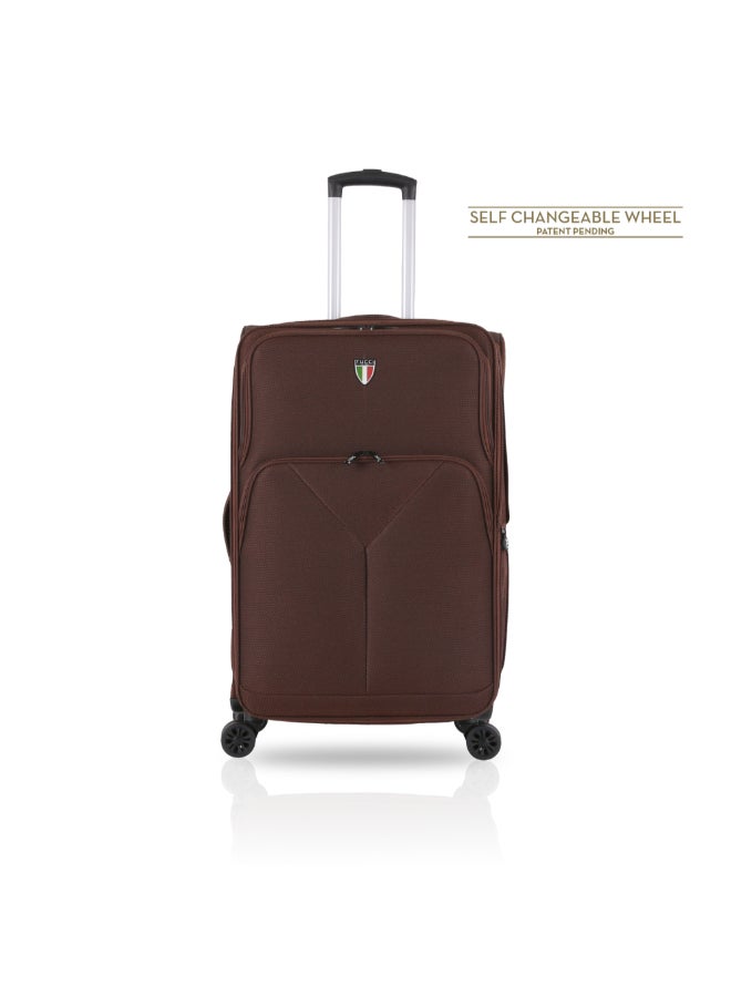 توتشي تريبليتا طقم حقائب سفر ترولي بغلاف ليّن 3 قطع بني 85 x 32 x 52 سم T0358 Brown - Image 2