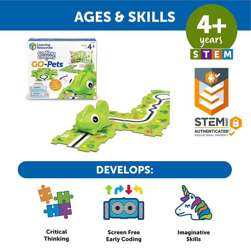 Learning Resources موارد التعلم - حيوانات برمجة كريترز - دارث الحرباء - 14 قطعة، للأعمار 4 سنوات فما فوق، لعبة بدون شاشة للأطفال، تفاعلية في العلوم والتكنولوجيا والهندسة والرياضيات، تفكير نقدي - Image 5