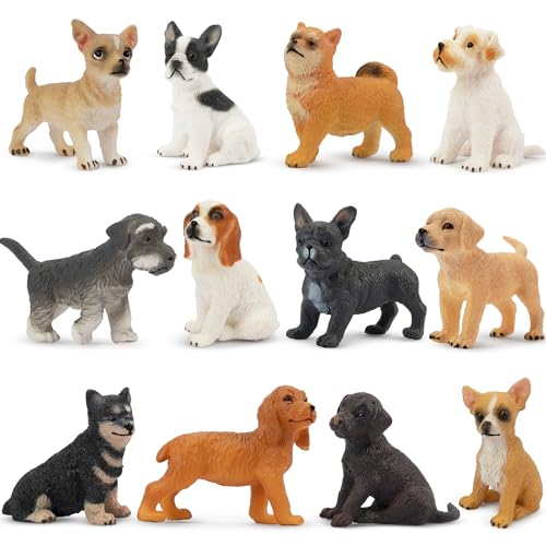 Toymany 12PCS Mini Dog Figurines Toy Set Realistic Detailed Plastic Puppy Figures Playset Hand Painted Dogs Animals Toy Cake Toppers Easter Eggs Christmas Birthday Gift for Kids Toddlers - Image 1