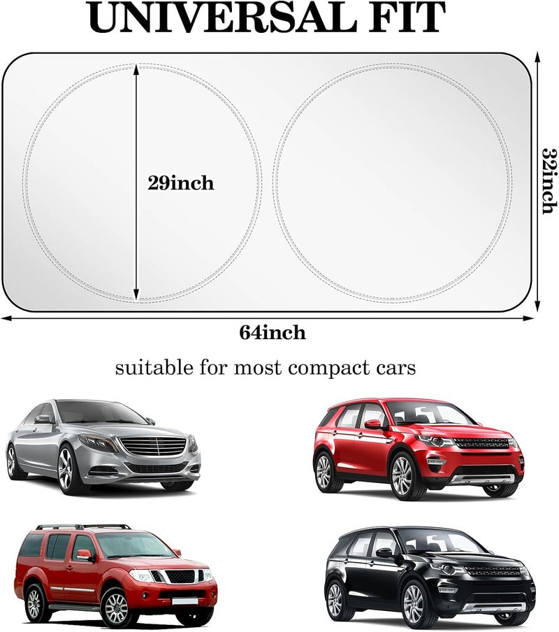 Woanger Windshield Sun Shade Foldable Car Front Window Covers for Car Accessories Sun Heat UV Rays Visor Protector Protection for Universal Cars SUV Truck (Solid Style) - Image 2