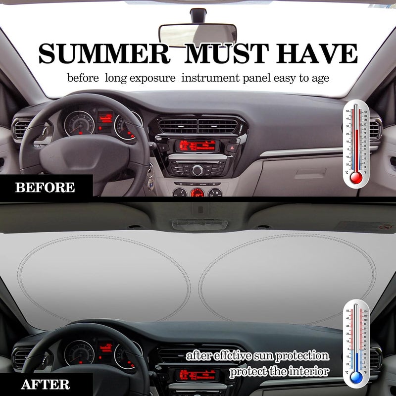 Woanger Windshield Sun Shade Foldable Car Front Window Covers for Car Accessories Sun Heat UV Rays Visor Protector Protection for Universal Cars SUV Truck (Solid Style) - Image 4