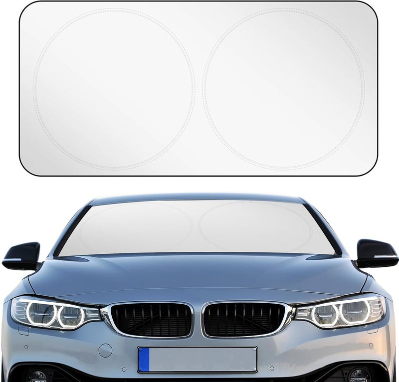 Woanger Windshield Sun Shade Foldable Car Front Window Covers for Car Accessories Sun Heat UV Rays Visor Protector Protection for Universal Cars SUV Truck (Solid Style) - Image 1