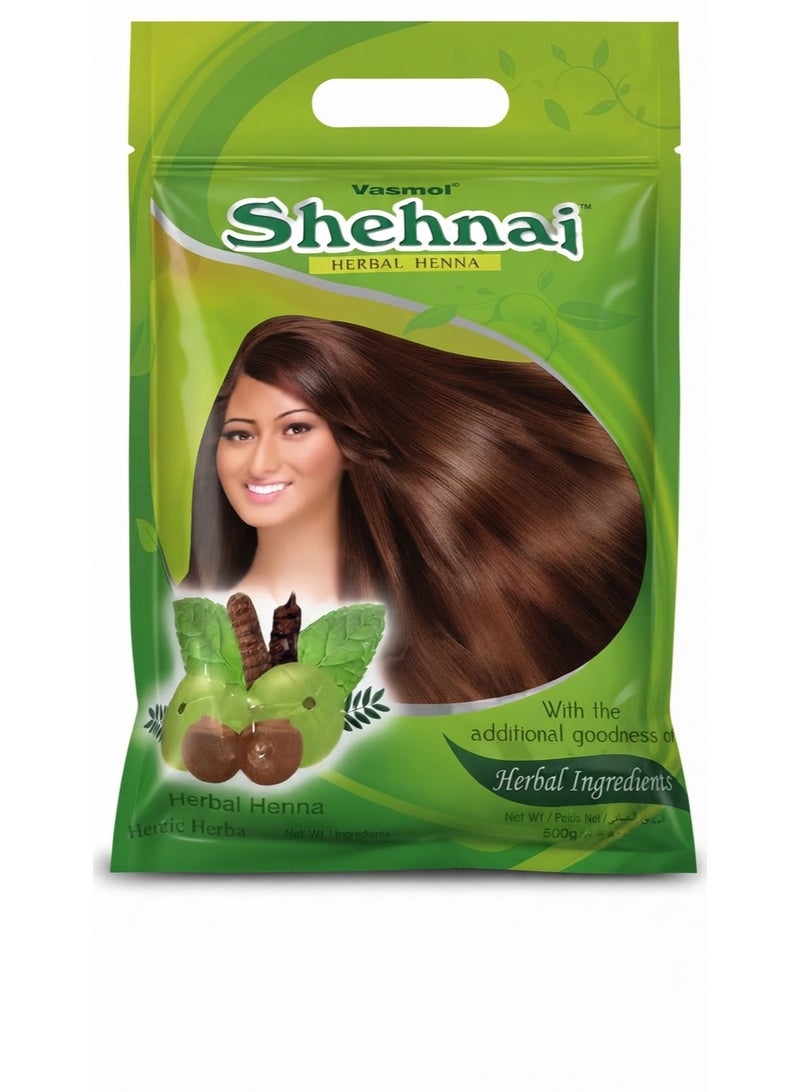 Shehnai Herbal Henna Powder for Natural Hair Colour Conditions & Nourishes for a Rich Vibrant Shade Natural Hair Colour 500g