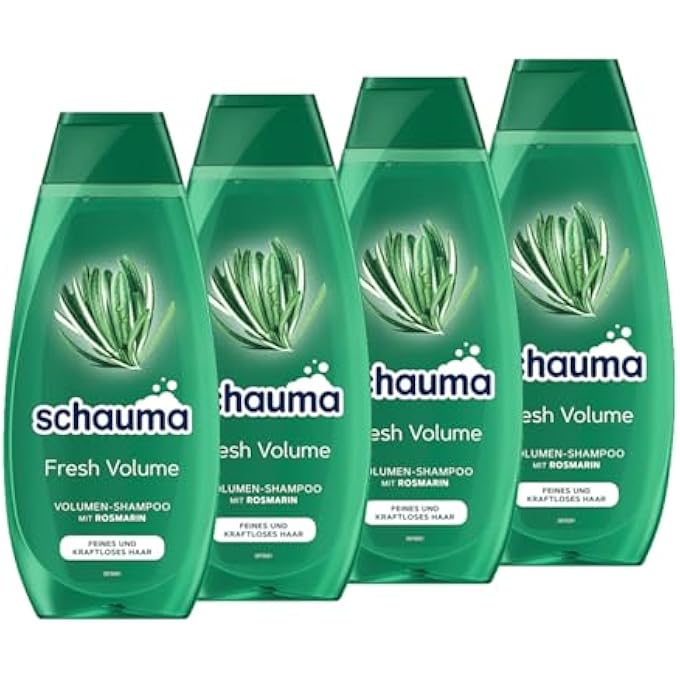 Schauma VOLUME SHAMPOO FRESH VOLUME (4 X 400 ML), HAIR SHAMPOO REFRESHES AND STRENGTHENS THE HAIRLINE, SHAMPOO FOR FINE AND WEAK HAIR, WITH ROSEMARY - Image 1