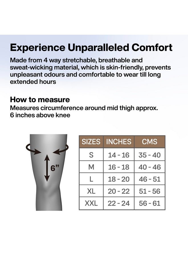 FOverA FOVERA Varicose Veins Compression Stockings (Above Knee), Open Toe Thigh High Sleeves for Swelling, Edema, Sore & Aching Legs, Pain Relief & Post Pregnancy, for Men & Women (Size - L, 1 Pair)  - Image 3