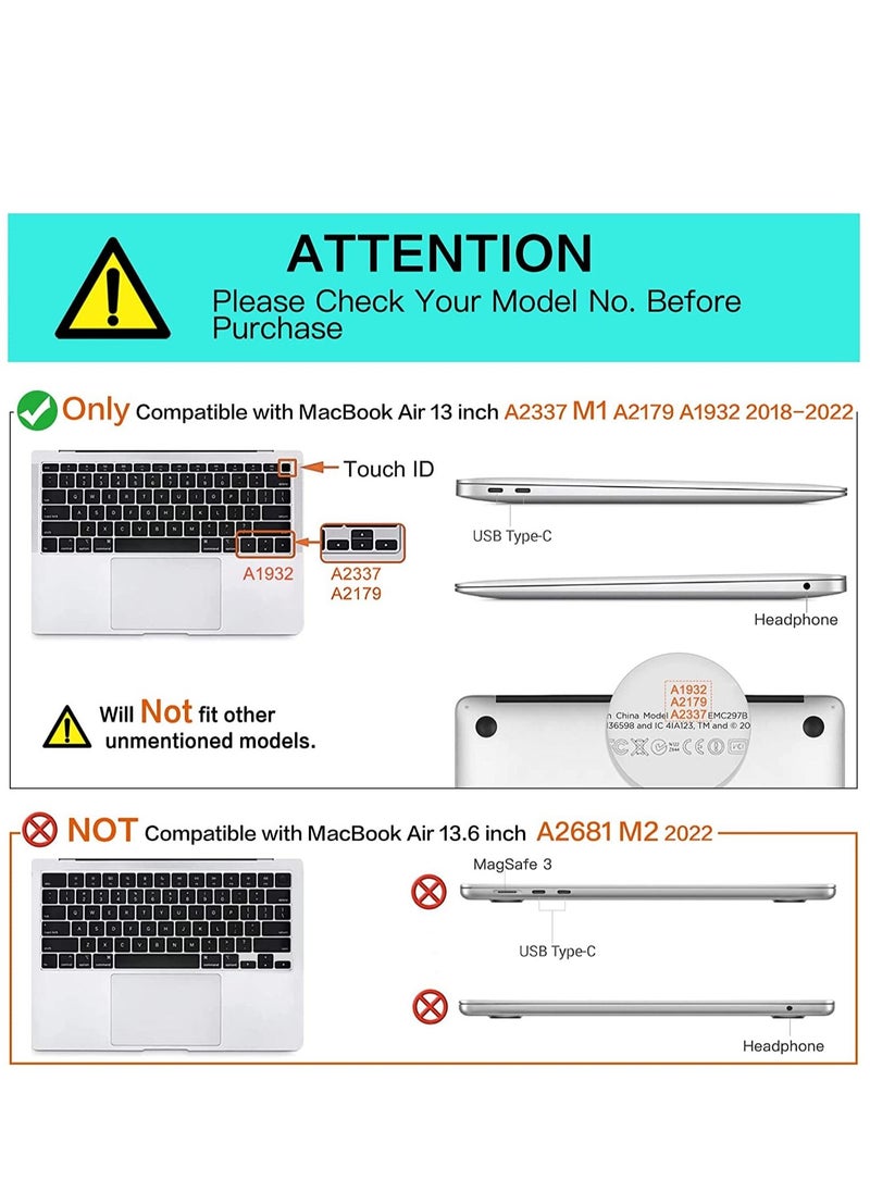 Ntech MacBook Air 13 Inch Case 2021 2020 2019 2018 Release M1 A2337 A2179 A1932, Plastic Laptop Hard Shell Case and Keyboard Cover Skin and Screen Protector Compatible with Apple MacBook Air 13.3 inch  - Image 2