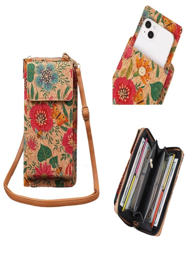 aolaso Phone Purse Crossbody bags Shoulder Bag for Women- Cork Small Cellphone Wallet with Adjustable Strap Zipper and Card Slots - Image 4
