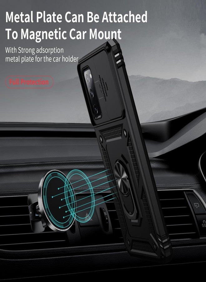Weycolor for Samsung Galaxy S20 FE 5G Case with Camera Lens Cover, HD Screen Protector, 10 FT Military Grade Drop Protection, Magnetic Ring Holder Kickstand Protective Phone Case, Black - Image 2