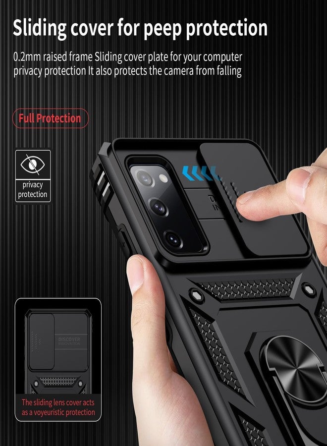 Weycolor for Samsung Galaxy S20 FE 5G Case with Camera Lens Cover, HD Screen Protector, 10 FT Military Grade Drop Protection, Magnetic Ring Holder Kickstand Protective Phone Case, Black - Image 3