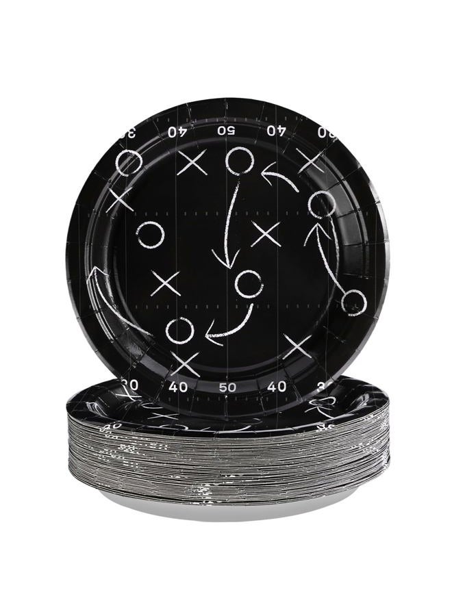 Grencian 50 Pcs Football Black Stadium Paper Plates - Image 1