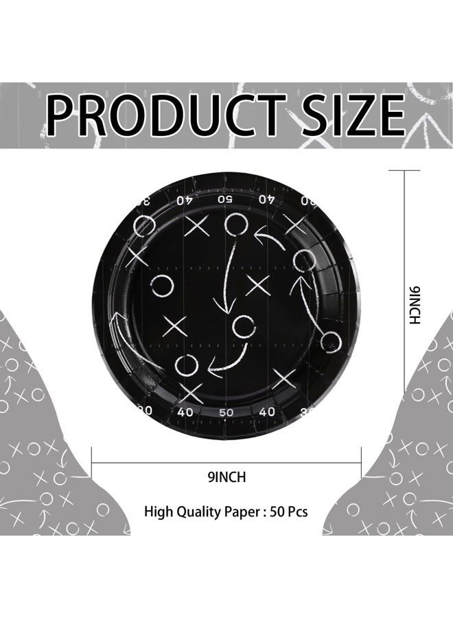 Grencian 50 Pcs Football Black Stadium Paper Plates - Image 2