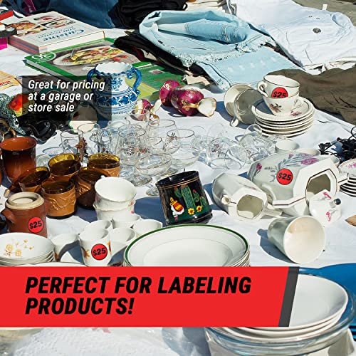 OfficeSmartLabels 25 Dollar Price Stickers (2 inch, Red, Circle Dot - 300 Labels) 25 Dollar Stickers for Garage Sales, Yard Sales, or Retail Stores - Image 2