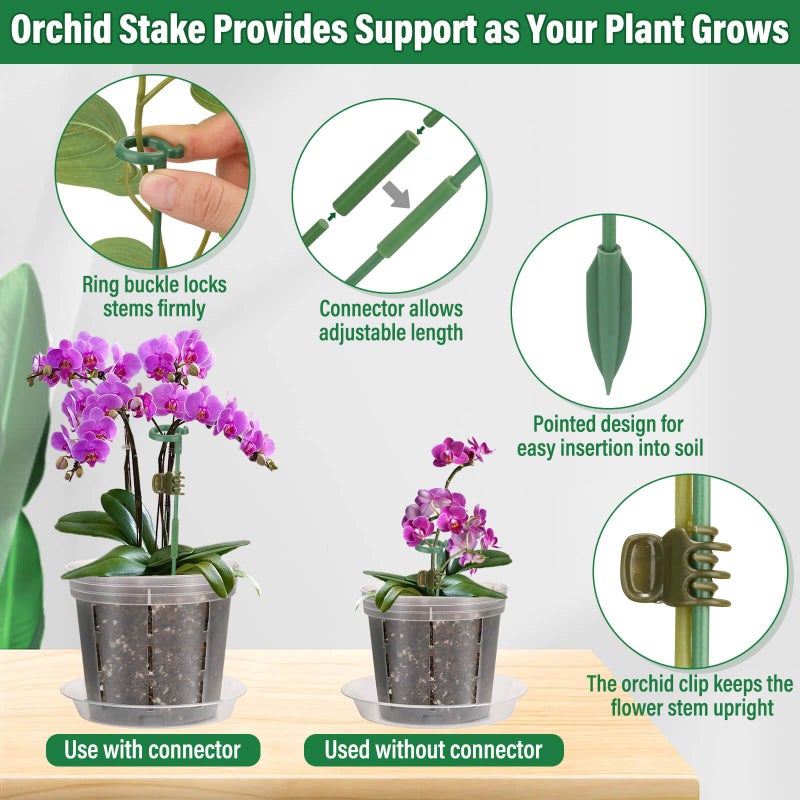 Tetutor 12 Pack Plastic Orchid Pots with Holes, 4, 5, 6 Inch Clear Orchid Pots for Repotting with Saucers Drainage and Plant Stakes, Large Small Breathable Orchids Planter Plant Pot - Image 5