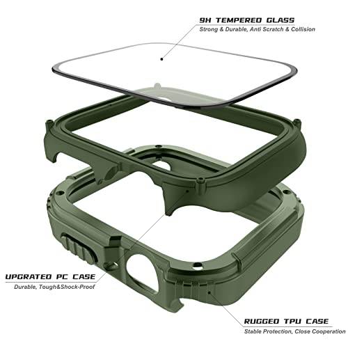 Adepoy 2 Pack Rugged Case Compatible for Apple Watch 46mm Series 11 10 with Tempered Glass Screen Protector, Military All Around Hard TPU Protective Cover Case Shockproof Bumper for iWatch Men 46mm - Image 2
