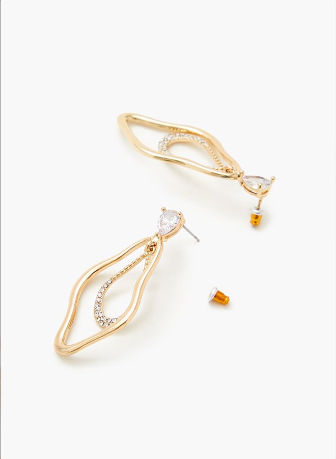 FOREVER 21 Abstract Hoop Drop Earrings  - Image 3
