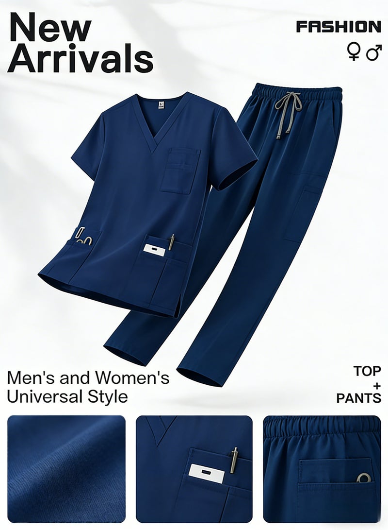 أنغولا باندا 🔥طقم سكراب طبي موحد للرجال والنساء – زي طبي عملي وخامة مريحة، بلوزة وبنطال بلون كحلي بجودة عالية - Image 1