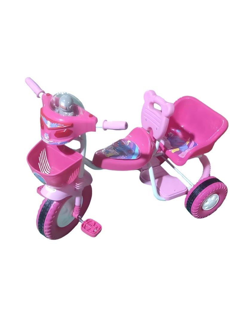 Double-Seat Plastic Tricycle Pink - Image 5