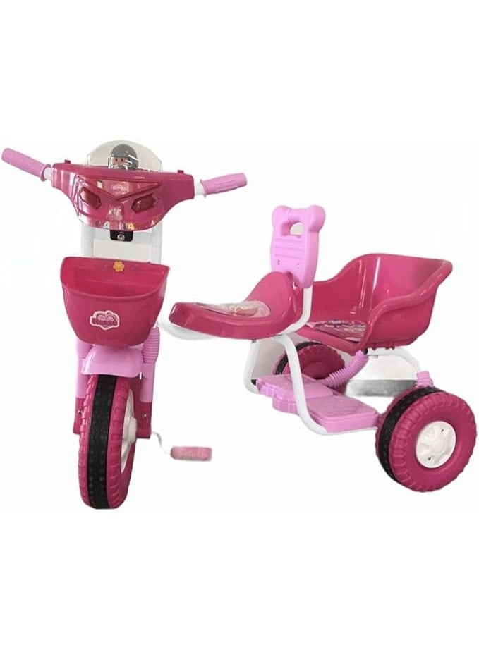 Double-Seat Plastic Tricycle Pink - Image 1