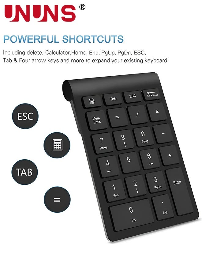 UNUNS - Wireless Number Pad and Mouse Combo,Portable Ultra Slim 2.4GHz USB Numeric Keypad,Slient Financial Accounting Numeric Keypad With Wireless Mice,For Laptop/PC/Desktop/Notebook,Black - Image 1