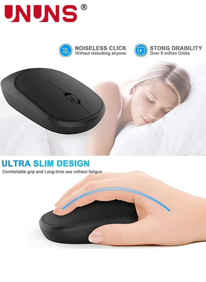 UNUNS - Wireless Number Pad and Mouse Combo,Portable Ultra Slim 2.4GHz USB Numeric Keypad,Slient Financial Accounting Numeric Keypad With Wireless Mice,For Laptop/PC/Desktop/Notebook,Black - Image 1