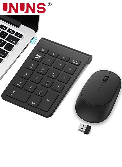 Wireless Number Pad and Mouse Combo,Portable Ultra Slim 2.4GHz USB Numeric Keypad,Slient Financial Accounting Numeric Keypad With Wireless Mice,For Laptop/PC/Desktop/Notebook,Black