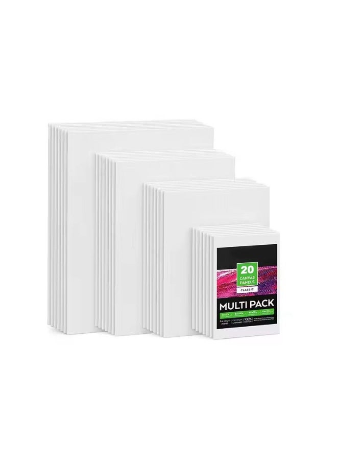 المنزل الذكي هوم سمارت لوحات قماشية للرسم، عبوة من 20 لوحة قماشية بأربعة أحجام، لوحات القماش الخاصة بنا مصنوعة من القطن بنسبة 100%، مثالية لصب الأكريليك والرسم الزيتي والمواد الفنية. - Image 1